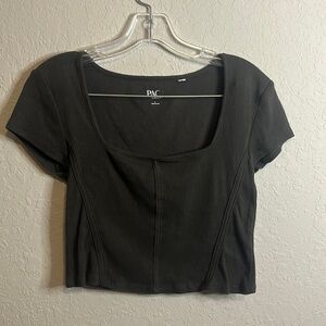 PacSun short sleeve army green faux corset top size Large